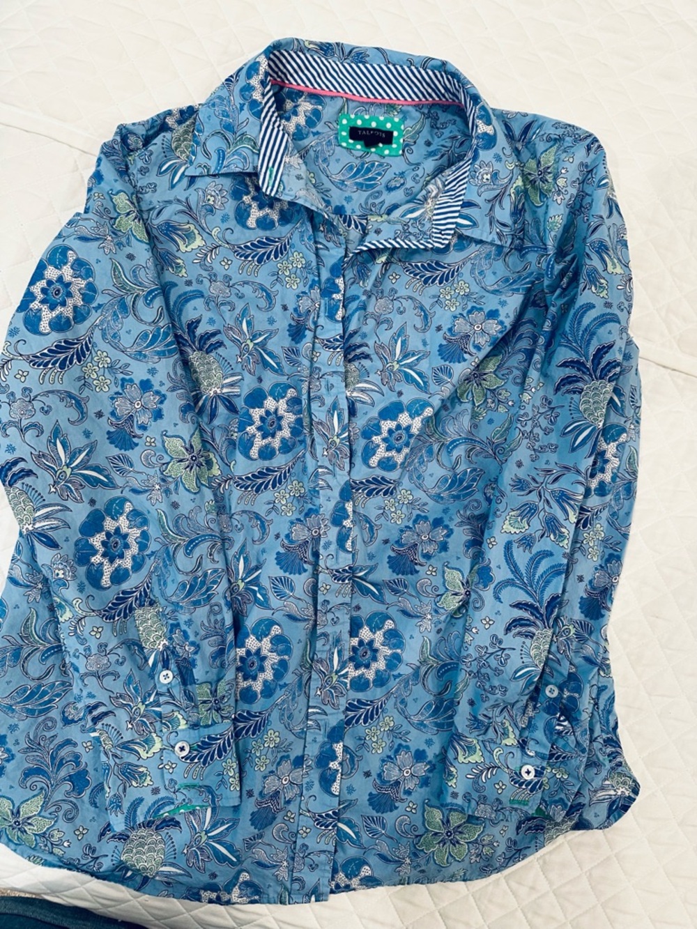 TALBOTS Blue Floral Button-Up Shirt